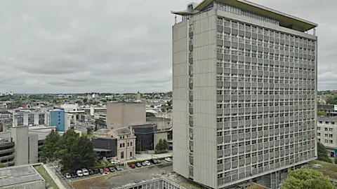 A picture taken from a drone of the Civic Centre in Plymouth