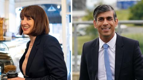 Shadow Chancellor Rachel Reeves and Prime Minister Rishi Sunak smiling
