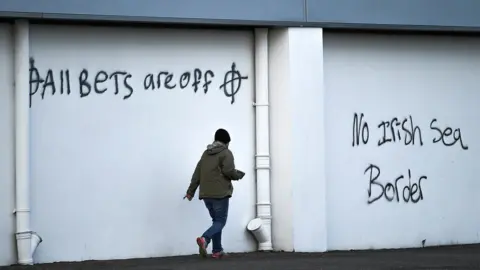 PA Media Irish sea border protest