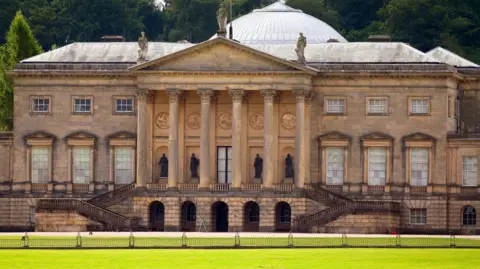 Outside of country house Kedleston Hall in Derbyshire.