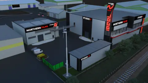 Northern Films and Television An alternative view of an artist impression of a new film studio near Hull