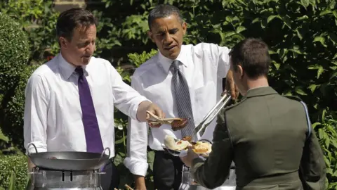Getty Images David Cameron and Barack Obama at a barbecue in the garden of No 10 Downing St in 2011