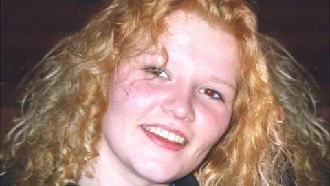 Police Scotland chief and shoulder image of Emma Caldwell, with curly blonde hair and smiling at the camera