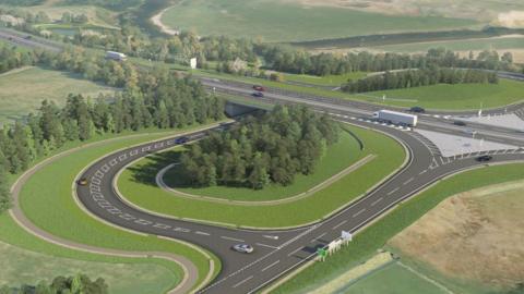 A visualisation of junction improvements as part of Tomatin-Moy A9 upgrade