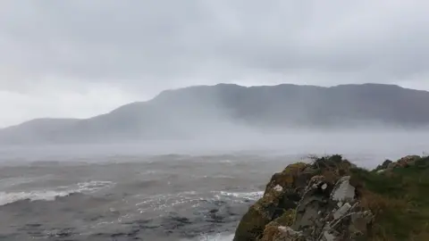 Weather Watcher Matt A rough sea with mist rising from it sue to the wind.