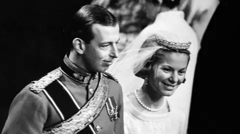 Getty Images Katharine Worsley married the Duke of Kent in York Minster in 1961