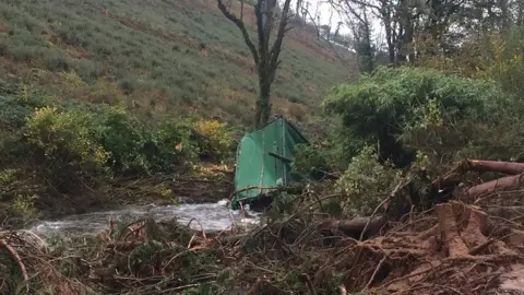 BBC The landslip at Cwmduad