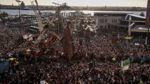 PA Crowds on Liverpool Waterfront