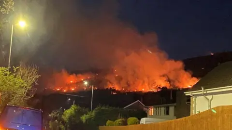 Fire on Machen mountain