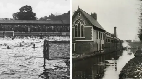 LIDO PONTYPRIDD/CARDIFF LIBRARIES The old Pontypridd Lido and Cardiff's Guildford Crescent