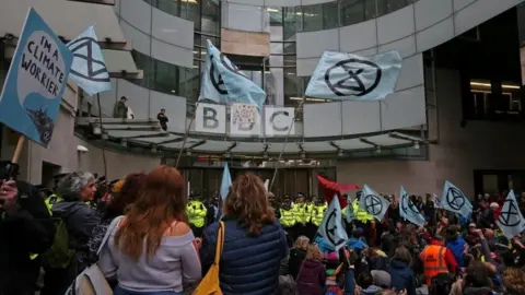 AFP Protesters at the BBC