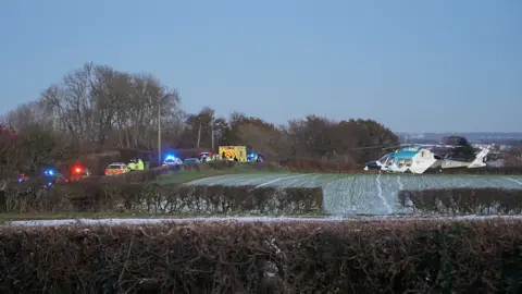 Emergency services at the scene of the crash