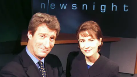 Jeremy Paxman and Kirsty Wark on Newsnight in 2000