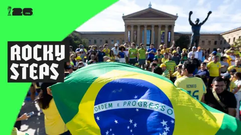 Brazil fans at 'Rocky Steps'
