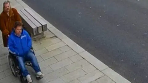 Leicestershire Police CCTV footage of John Siddell in a wheelchair