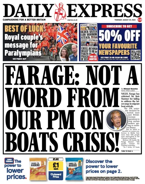 Daily Express: Not a word from our PM on boats crisis!