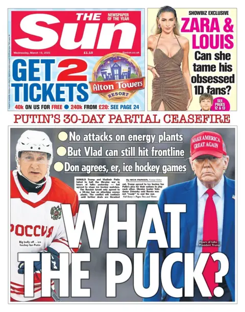 The front page of the Sun newspaper, March 19, 2025. 