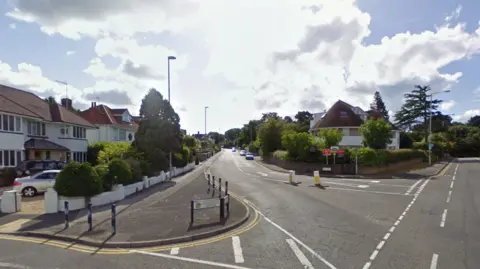 A general view of Anthony's Avenue in Poole, a residential street with a street sign at the start of it. 