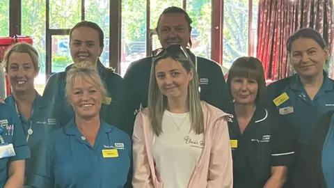 NHSBT Jenni Stancombe with some of the NHS staff at the blood donation session