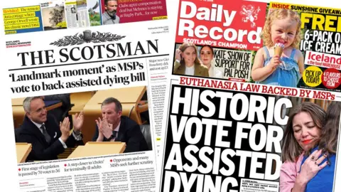 Front pages of the Scotsman and Daily Record