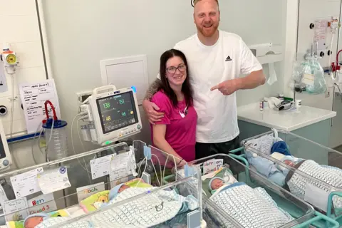 NHS Lothian Arlene and John Mitchell with the quadruplets