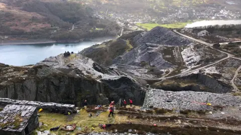 Llanberis Mountain Rescue Team Rescuers at Dinorwig slate quarries