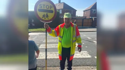 Andrews Family Brian Andrews patrolling the crossing at Anlaby Primary School
