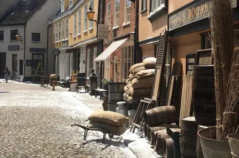 BBC Preparations for filming at Elm Hill