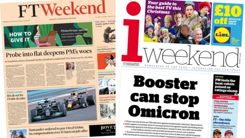 Front pages of the Financial Times and the i