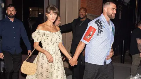 Getty Images Taylor Swift and Travis Kelce spotted in New York this week.