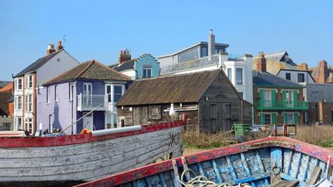 Boats, sheds and houses at Aldeburgh