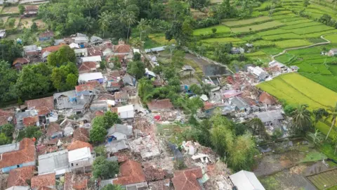 Reuters Aerial view of damaged houses at an affected area following Monday's earthquake hit in Cianjur, West Java province, Indonesia, November 22, 2022