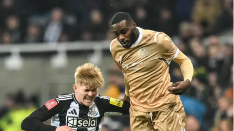 Levi Amantchi came off the bench to prove a handful for Newcastle United in Bromley's FA Cup third round defeat at St James' Park