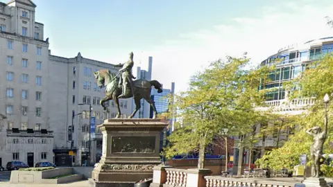 Google Black Prince statue in City Square