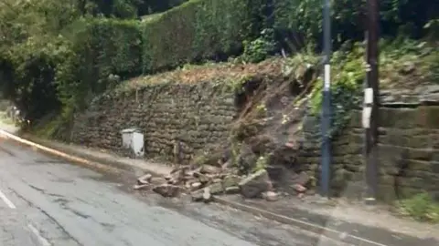 Derby City Council Part of a wall collapsed in Uttoxeter Road, Mickleover, Derby, in October 2023.