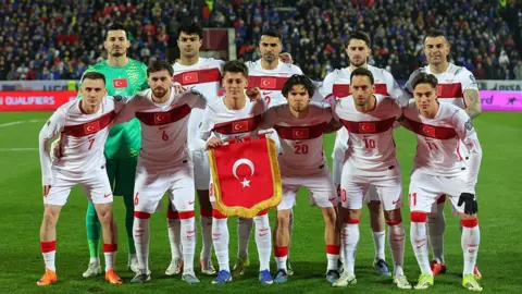The Turkey national team posing for pre-match photo