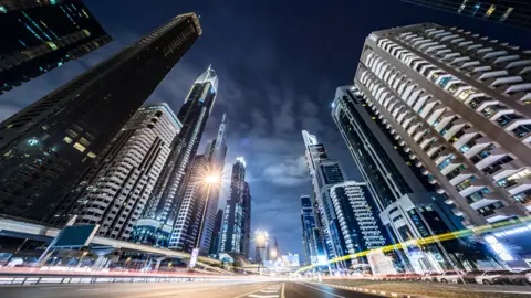 Getty Images Dubai buildings seen from below