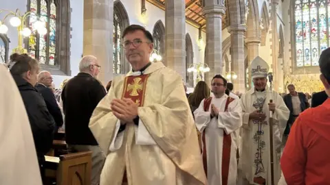 BBC Fr Shaun Doherty as his ordination yesterday.