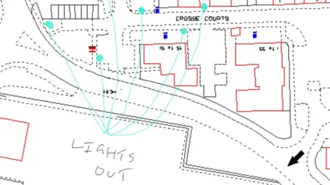 Steve Cooper Laindon resident Steve Cooper's map annotating where faulty street lights were located