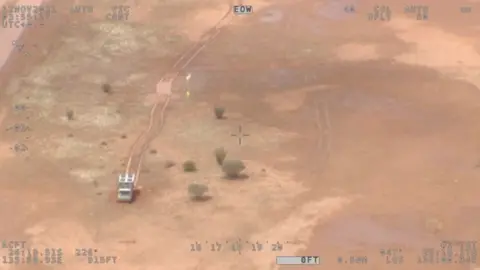 Reuters An aerial view of the campervan in the sparsely vegetated Simpson Desert