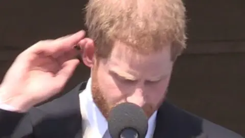 PA Prince Harry is distracted by a bee