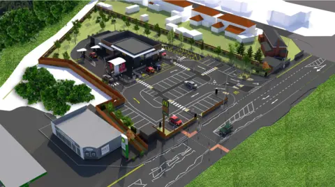 McDonald's Restaurants/Scurr Architects An artist's impression of the proposed McDonald's site in Mousehold Lane, Sprowston, Norfolk