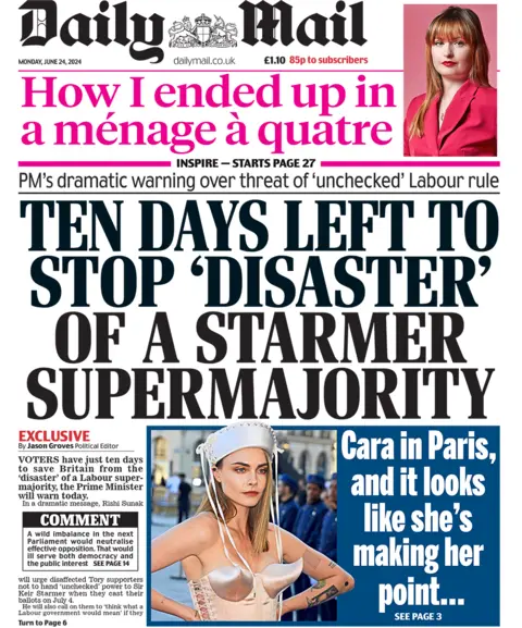 Daily Mail Title: "Ten days left to end the 'disaster' of the Starmer majority"
