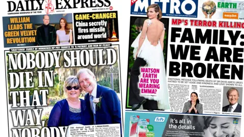 Composite image of the Daily Express and Metro front pages.