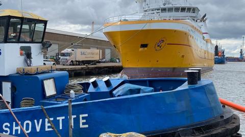 The Shovette and the Kirkella in King George Dock, Hull