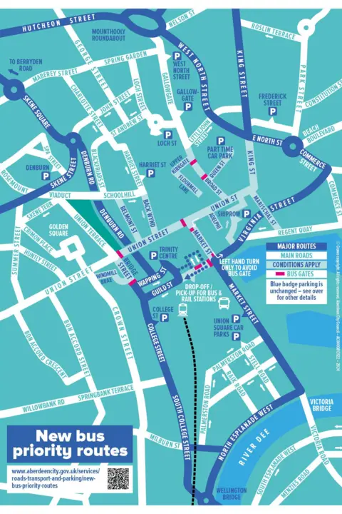 Aberdeen City Council A detailed map showing the bus gate restrictions 