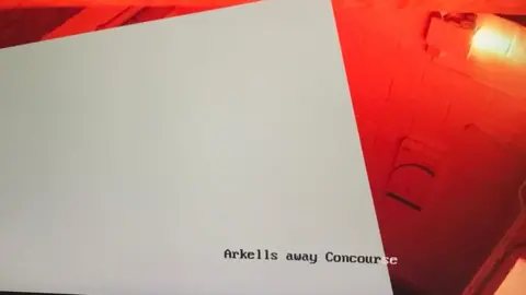 Swindon Town FC CCTV camera is blurred with a white square to cover the toilet area in the Arkell's stand