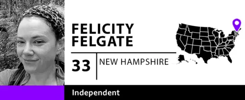 Graphic of independent voter Felicity Felgate, 33, of New Hampshire, an independent