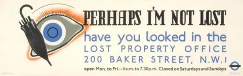 TfL Poster from 1936 reading 'Perhaps I'm not lost', by Beath (John M Fleming) from London Transport Museum's collection