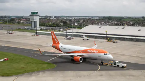 London Southend Airport An Easyjet plane at London Southend Airport